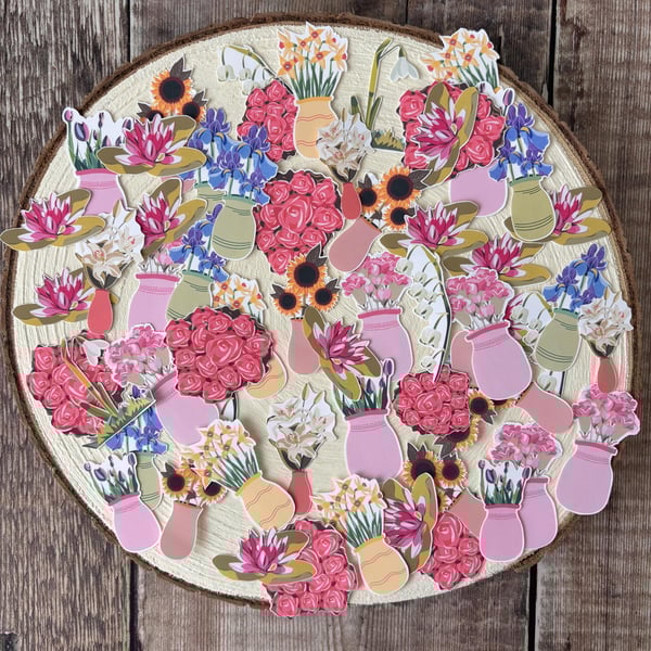 Flower Stickers: Spring Bouquet Planner Stickers, Set of 10