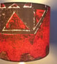 70s 80s Abstract Red Orange Aztec Geometric VIntage fabric Lampshade - Image 2