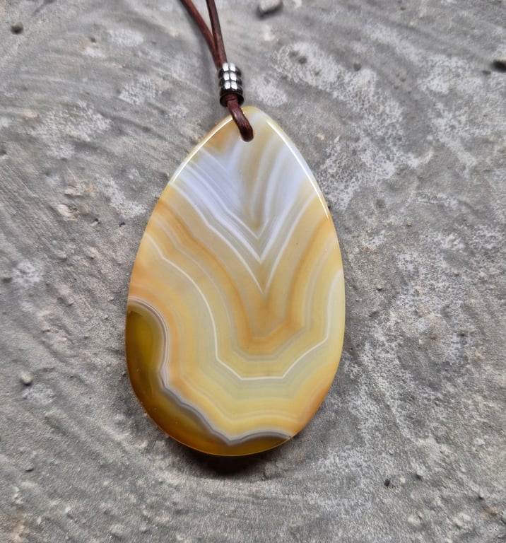Yellow brown Onyx Teardrop Pendant