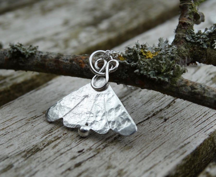 Midsummer moth recycled silver pendant - Made to order
