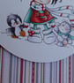 Little Girl with Penguin and Rabbit Christmas Card - Happy Christmas - Image 9