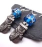 blue lampwork glass snowman earrings - Image 3