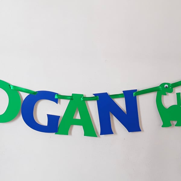 Personalised Dino Banner, ANY AGE Dino Party, Dinosaur Bunting, Dino Room Decor