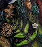 Green Man, Reimagined - Original A3 Pagan Folklore Mixed Media Painting - Image 4