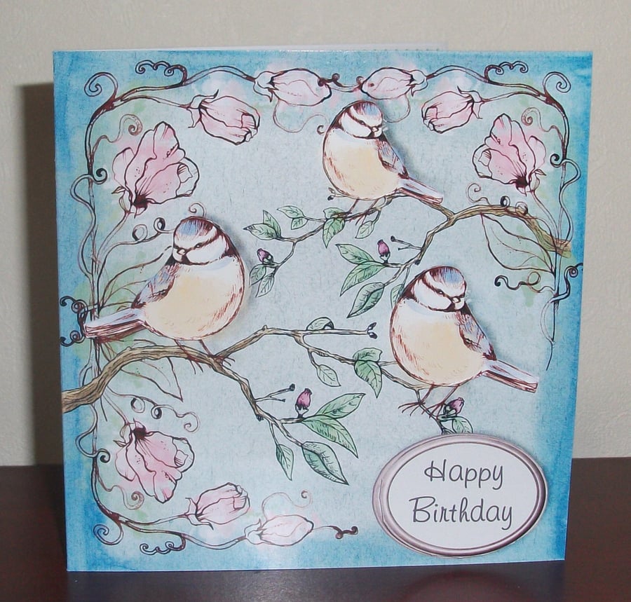 Female birthday card, birds