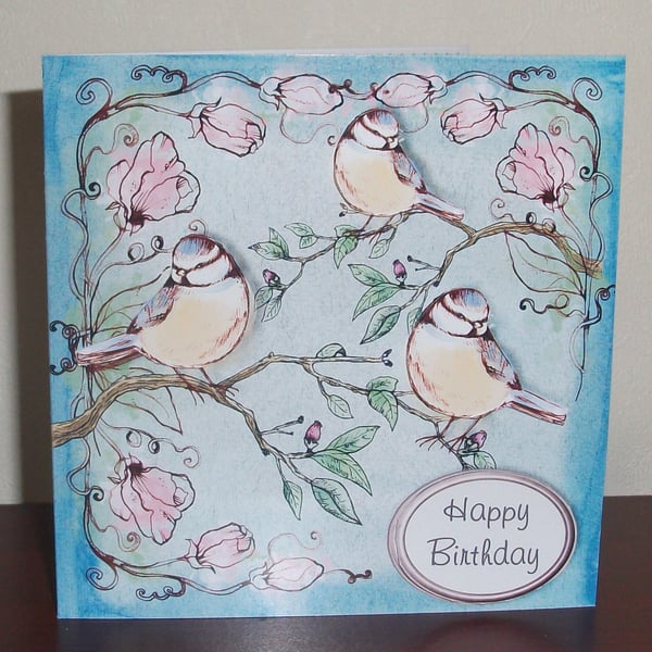 Female birthday card, birds