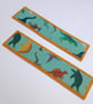 Dinosaur themed Bookmark for child - fabric and felt, aqua mini dinos