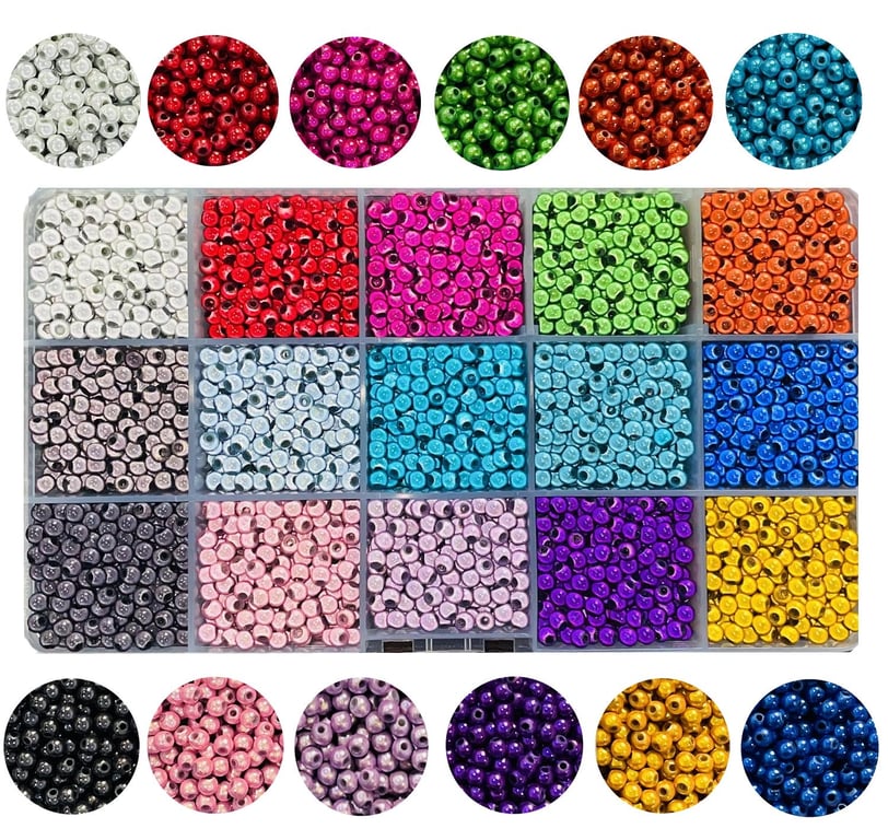 4mm 3D Illusion Acrylic Miracle Beads, a box of 4500pcs (300pcs x 15 colours) 