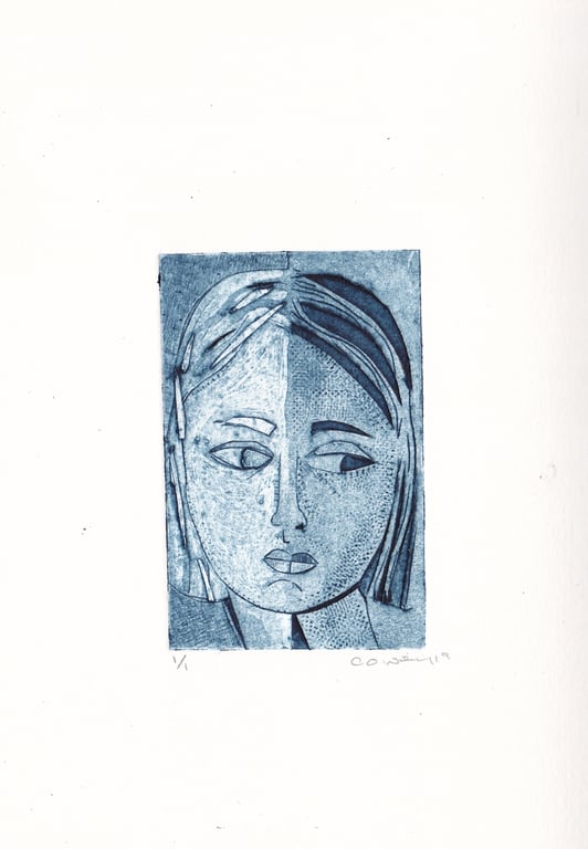 luna Third Quarter - Original Collagraph Print - Made in Yorkshire