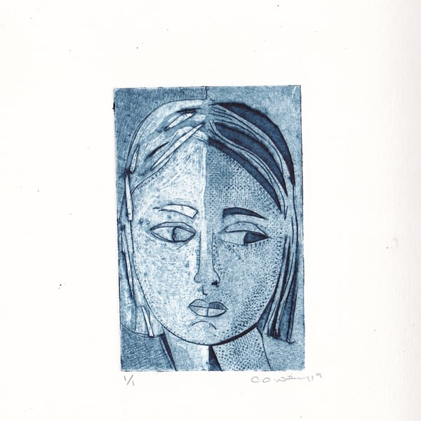 luna Third Quarter - Original Collagraph Print - Made in Yorkshire