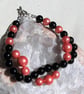 SALE Black Onyx & Coral Shell Pearl Gemstone Wave Bracelet- SALE PRICE - Image 4