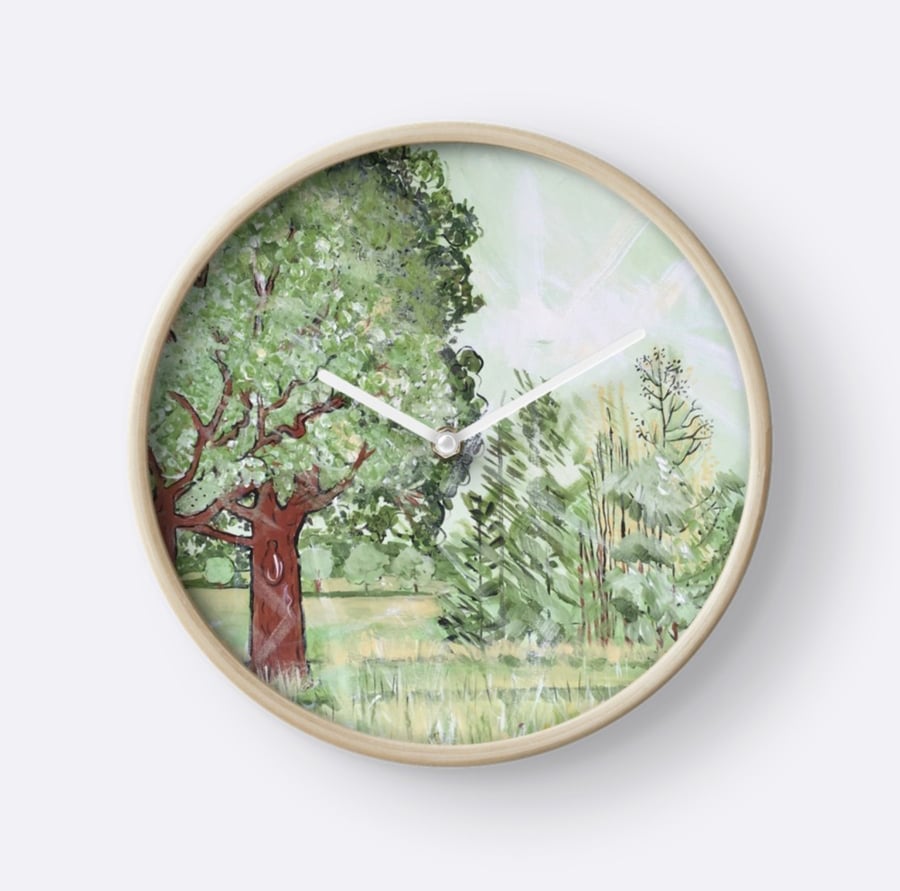 Beautiful Wall Clock Featuring The Painting ‘Green And Pleasant Land’