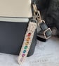 Hand Crochet Chakra Fidget Bag Charm, Beaded Sensory Aid, Anxiety Relief, Ecru