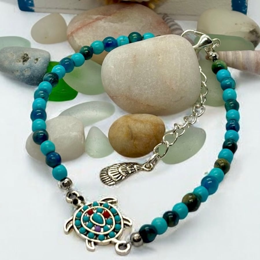Blue Turtle Dainty Bracelet