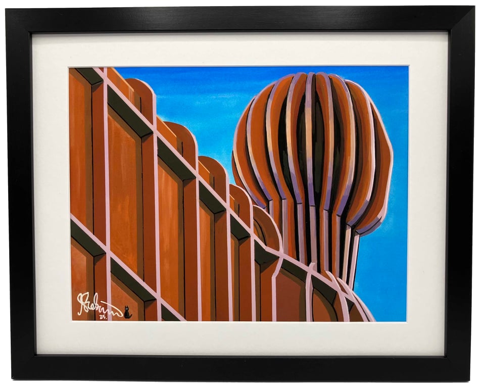 Gateshead, Angel O'T North. Cityscape Art Framed Art Print 14" x 11" Frame 