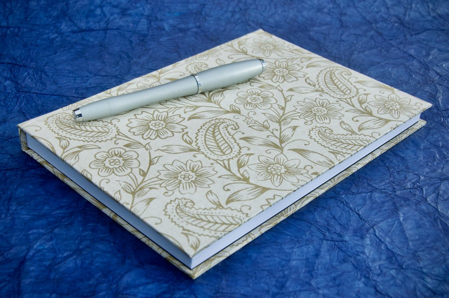 A5 Notebook with flower-covered handmade paper cover