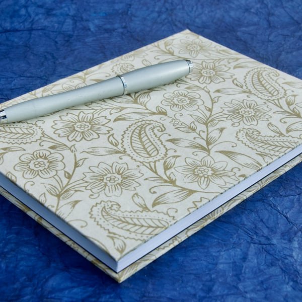 A5 Notebook with flower-covered handmade paper cover