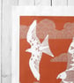 Red Kite Tea Towel Screen Printed Design Wall Art Hanger - Image 6