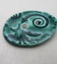 Large Emerald Green Brocade Oval Handmade Ceramic Button - Image 2