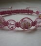PINK LAMPWORK MACRAME STYLE BRACELET. - Image 3