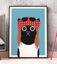 80s Rock Legend Cat Print, Rock and Roll Fan Art, A4 - Image 1