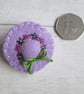 Hand Embroidered Felt Hat Brooch - Lilac Floral - Image 3