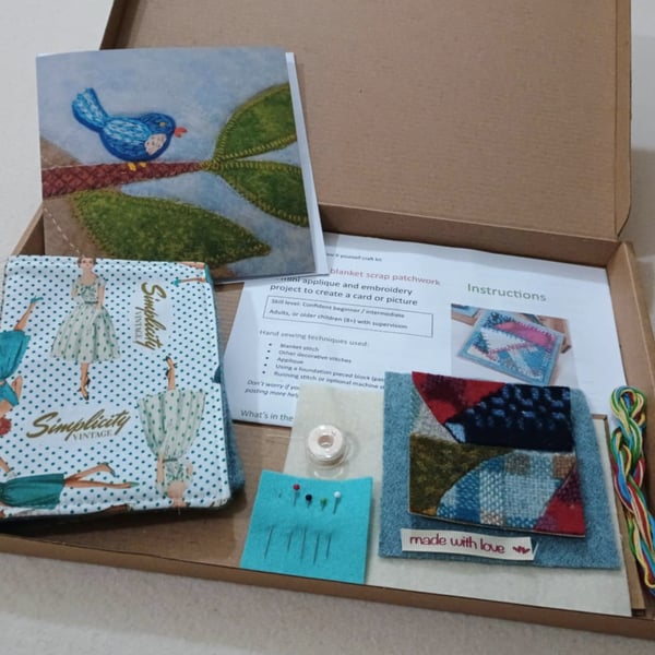 Gift for crafters - Welsh Wool crazy patchwork sewing project with Needle Case  