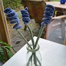 Knitted lavender flowers set of 3