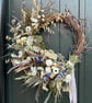 White and neutral dried flower wreath 