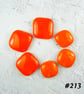 6 x orange art glass cabochons, for jewellery making, crafting (213)
