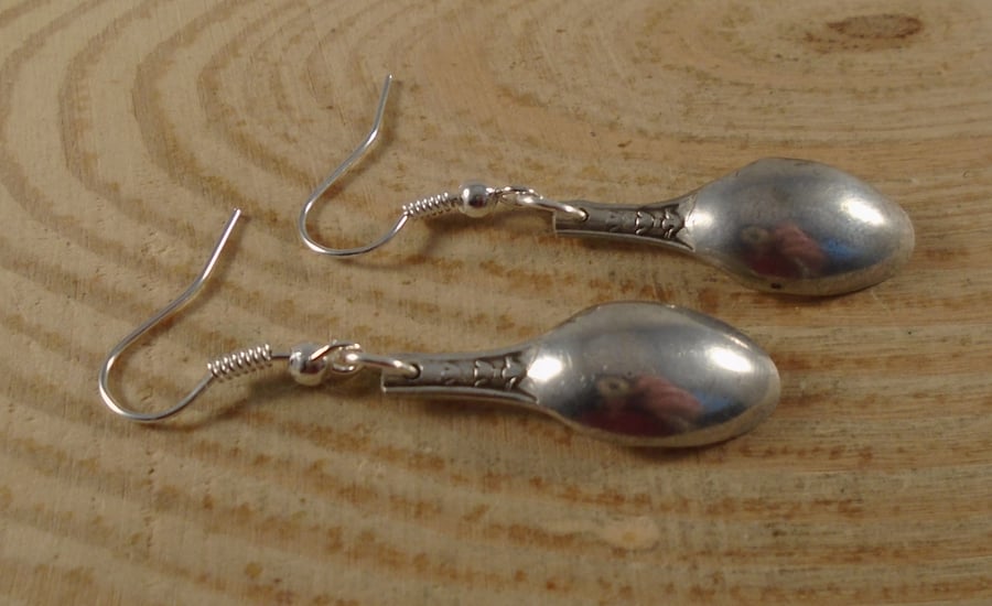 Upcycled Silver Plated Sugar Tong Spoon Earrings SPE062010