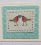 Robins with Love  hand-stitched detailed miniature, first Christmas together? - Image 2