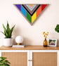 Handcrafted LGBTQ Progress Pride Flag Wall Art – Geometric Wooden Rainbow Decor