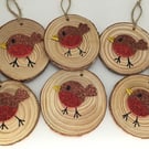 Glitter Robin wood slice hanging decorations