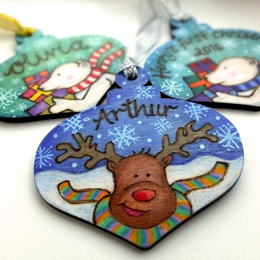Personalised Christmas bauble shape tree decoration - Custom Designs