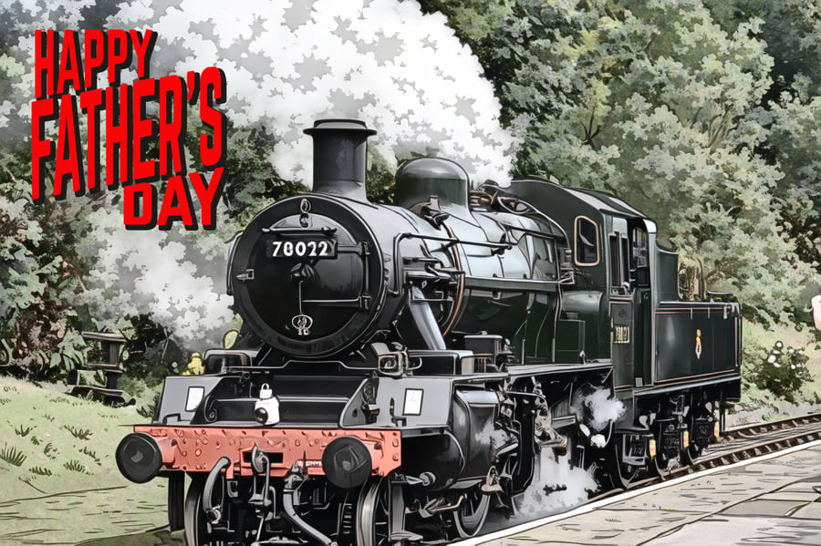 Happy Father's Day Steam Train A5 Greeting Card 