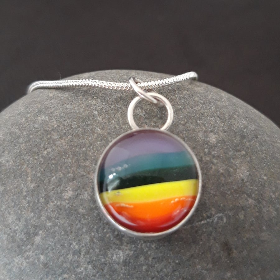 Round Rainbow Glass Pendant