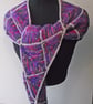 Shawl, Scarf, Wrap, Knitted Handspun Dyed, Purple, Pink & Grey, Merino - Image 8