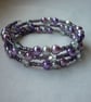 MAUVE, PURPLE, GREY AND SILVER MEMORY WIRE BRACELET.  871 - Image 2