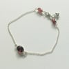 Garnet and sterling silver chain bracelet