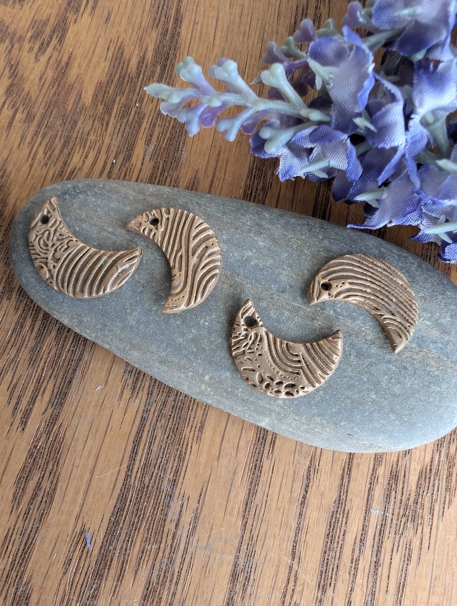 Artisan Made Bronze Moon Charms Pair