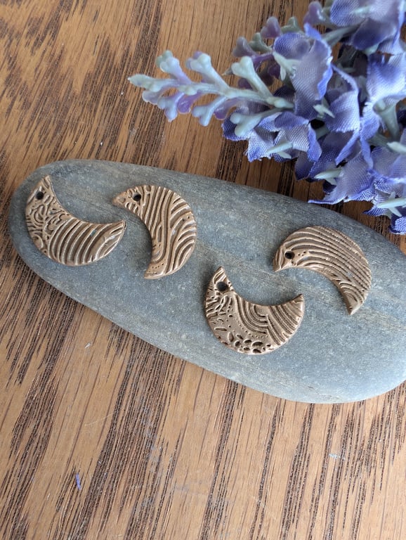 Artisan Made Bronze Moon Charms Pair