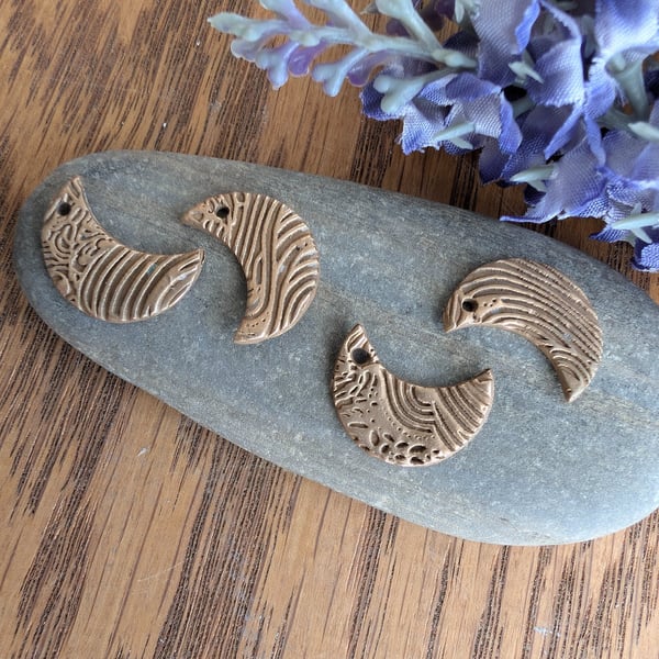 Artisan Made Bronze Moon Charms Pair