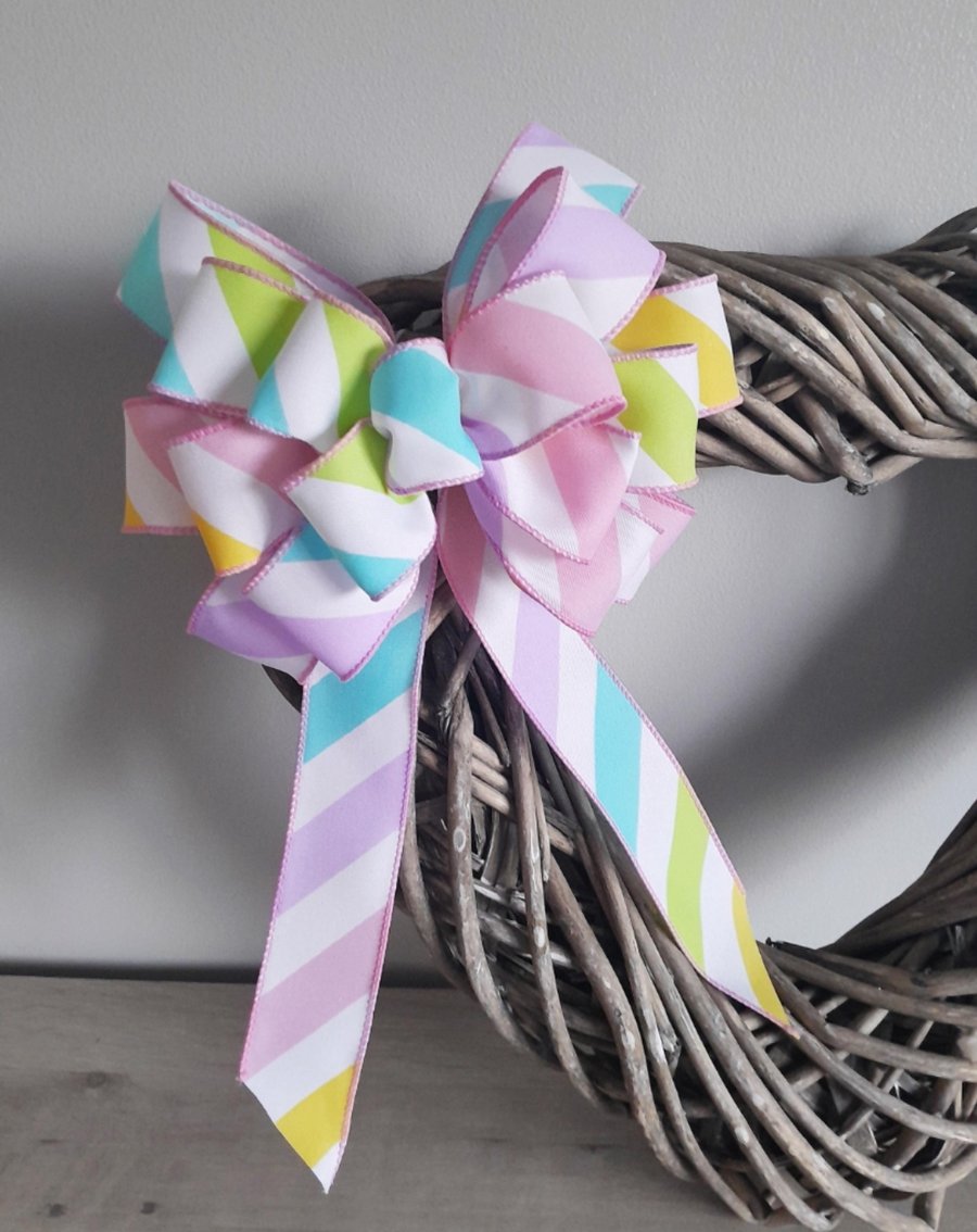 Pastel Ribbon Fabric Bow - Wreath Bow - Spring Summer 