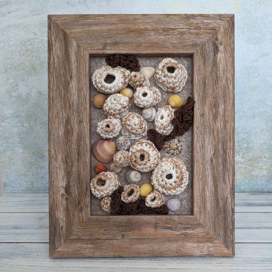 Seaside Treasures wall art, crochet art, ocean art, abstract art