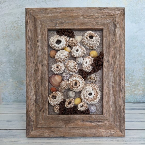 Seaside Treasures wall art, crochet art, ocean art, abstract art