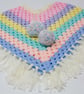 Hand Crocheted Pastel Rainbow Poncho  1 - 2 years - Image 2