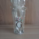 Christmas Reindeer Letter "G" Personalised Letter Drinking Latte Glass 