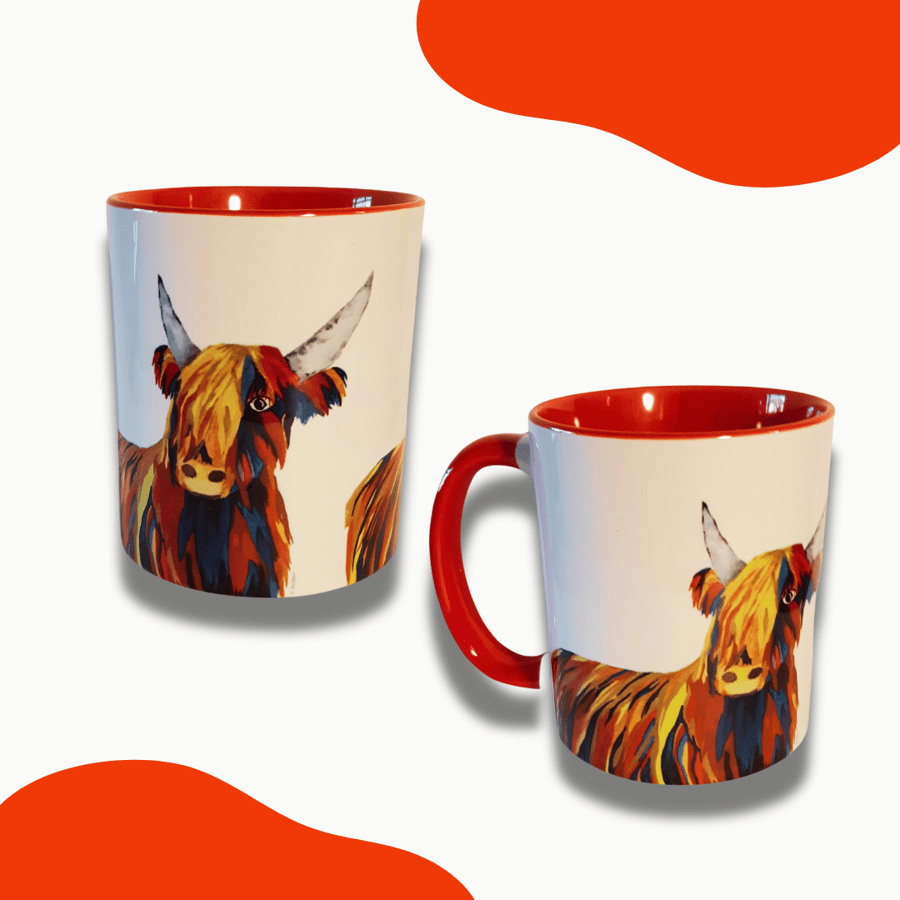 Colourful Cow Mug - print from Original Watercolour Painting