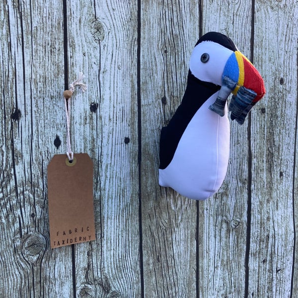 Wall mounted Puffin with fish.